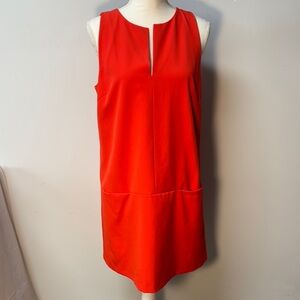 ANTONIO MELANI Red Sheath Dress Knee-Length Sleeveless V-Neck Cocktail